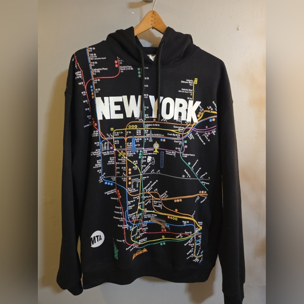 New York Subway Map Black Hoodie
